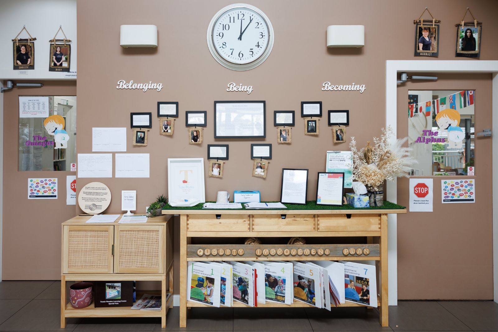 Belonging, Being, Becoming display wall